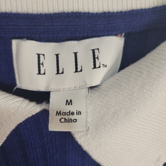 ELLE Ribbed Peplum‎ Blue SWEATER Sz.Medium - Picture 2 of 6